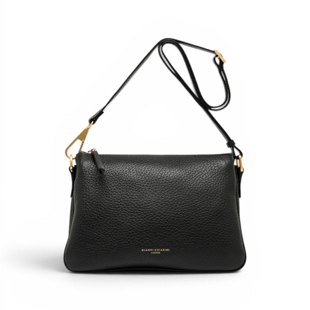 Borsa tracolla tripla nappa nera 