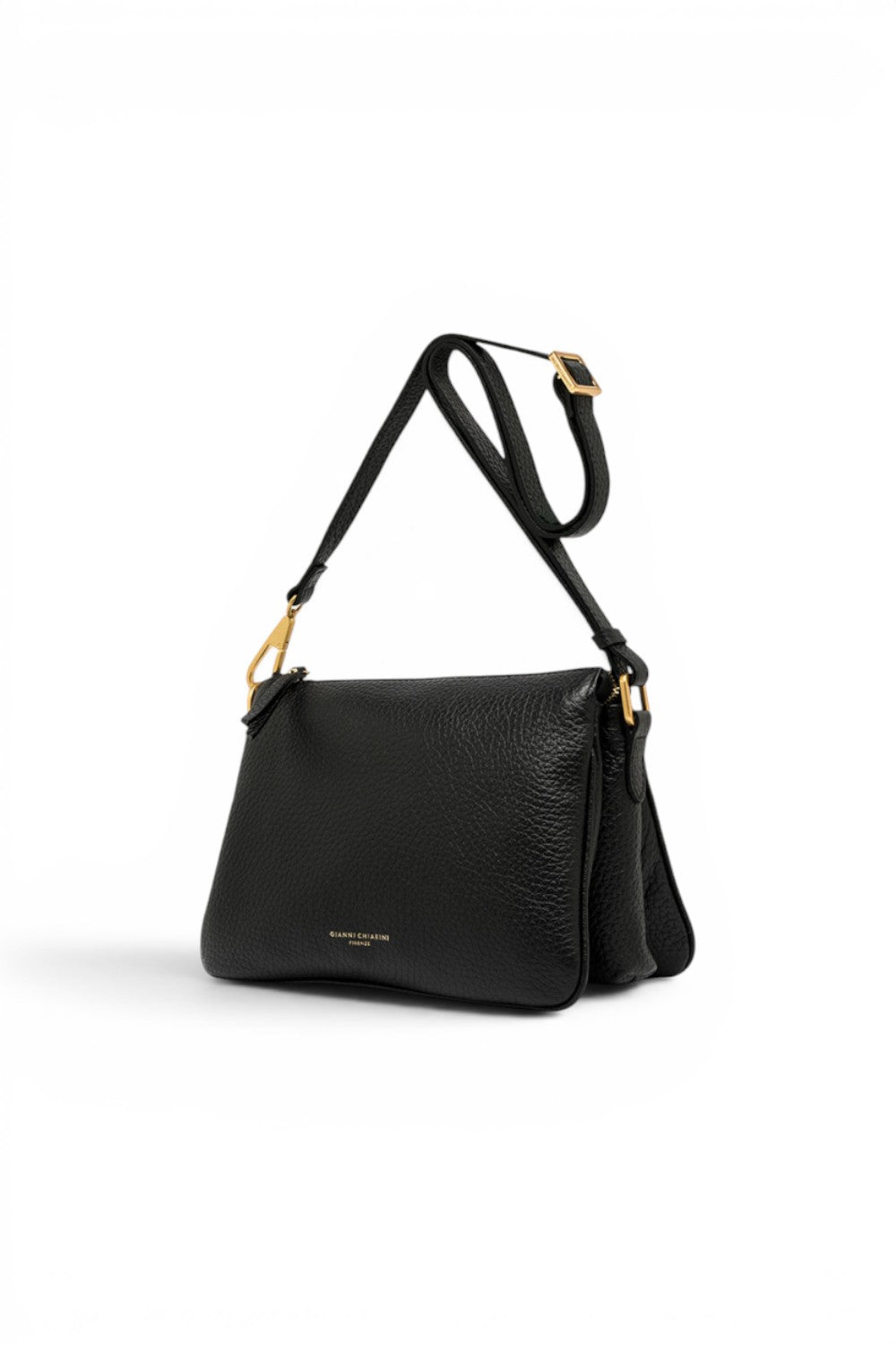 Borsa tracolla tripla nappa nera 