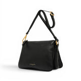 Borsa tracolla tripla nappa nera 