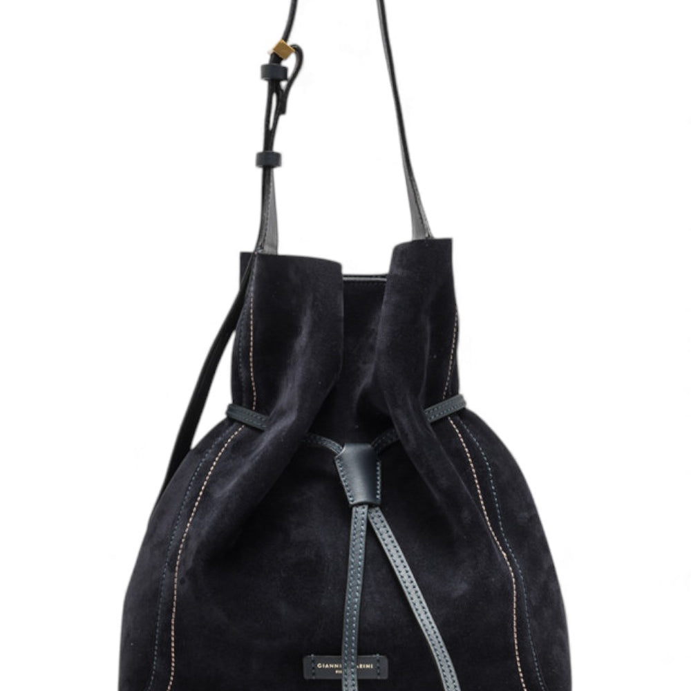 Borsa secchiello Sienna pelle/camoscio notturno 