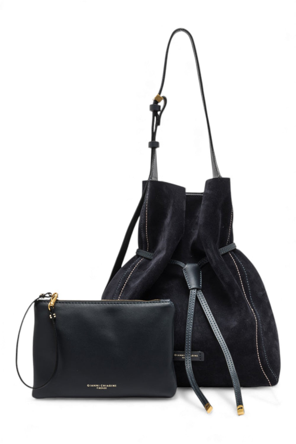 Borsa secchiello Sienna pelle/camoscio notturno 