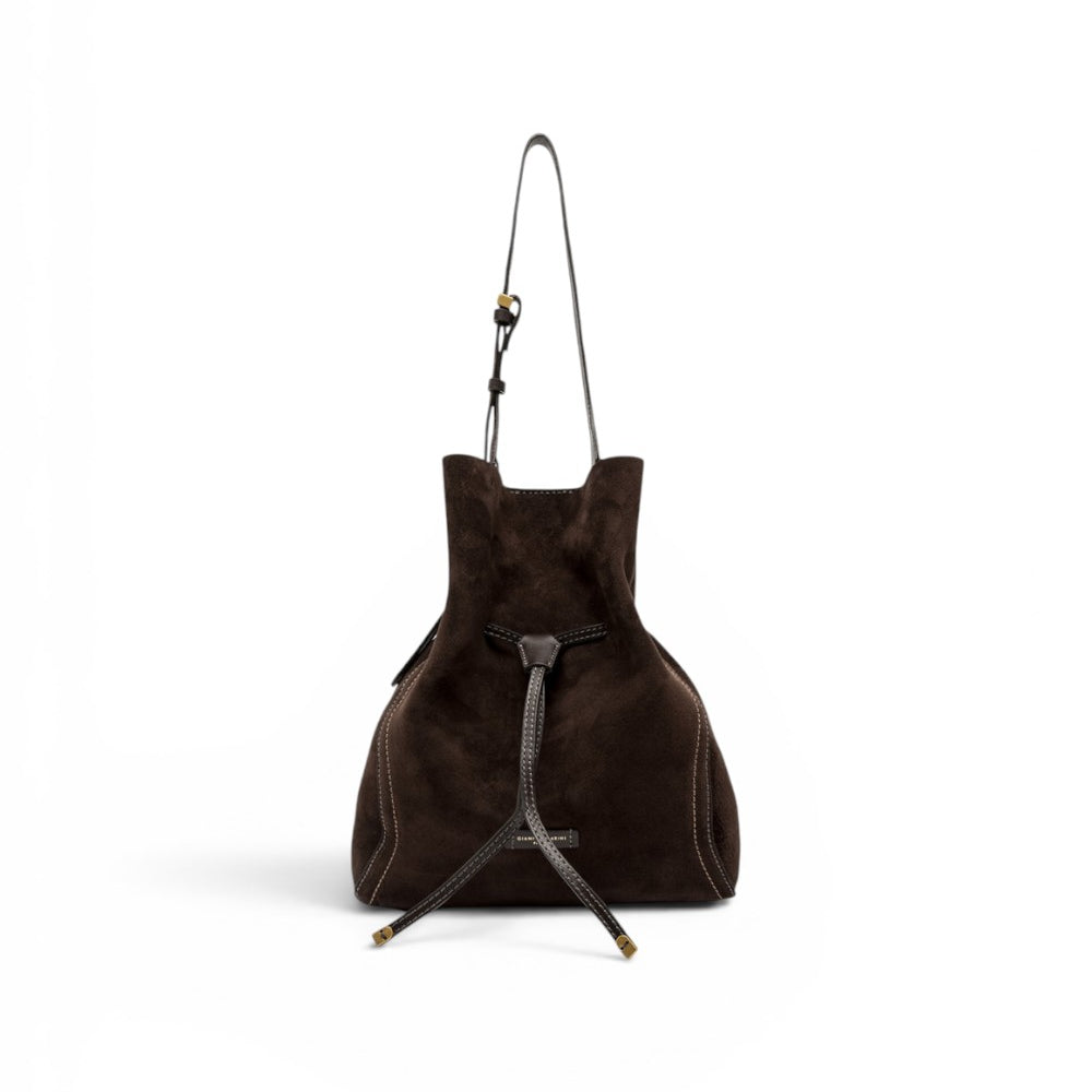 Borsa secchiello Sienna pelle/camoscio moka 