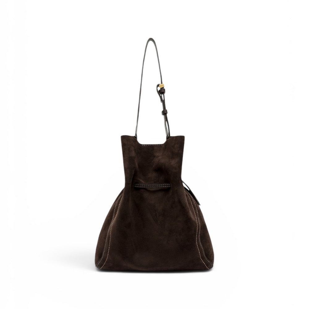 Borsa secchiello Sienna pelle/camoscio moka 