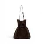 Borsa secchiello Sienna pelle/camoscio moka 