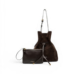 Borsa secchiello Sienna pelle/camoscio moka 