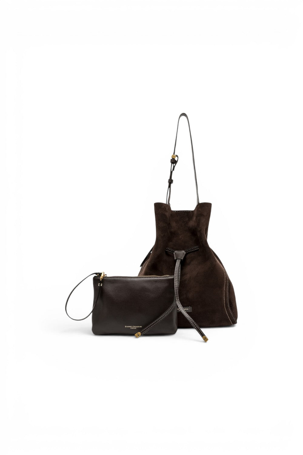 Borsa secchiello Sienna pelle/camoscio moka 