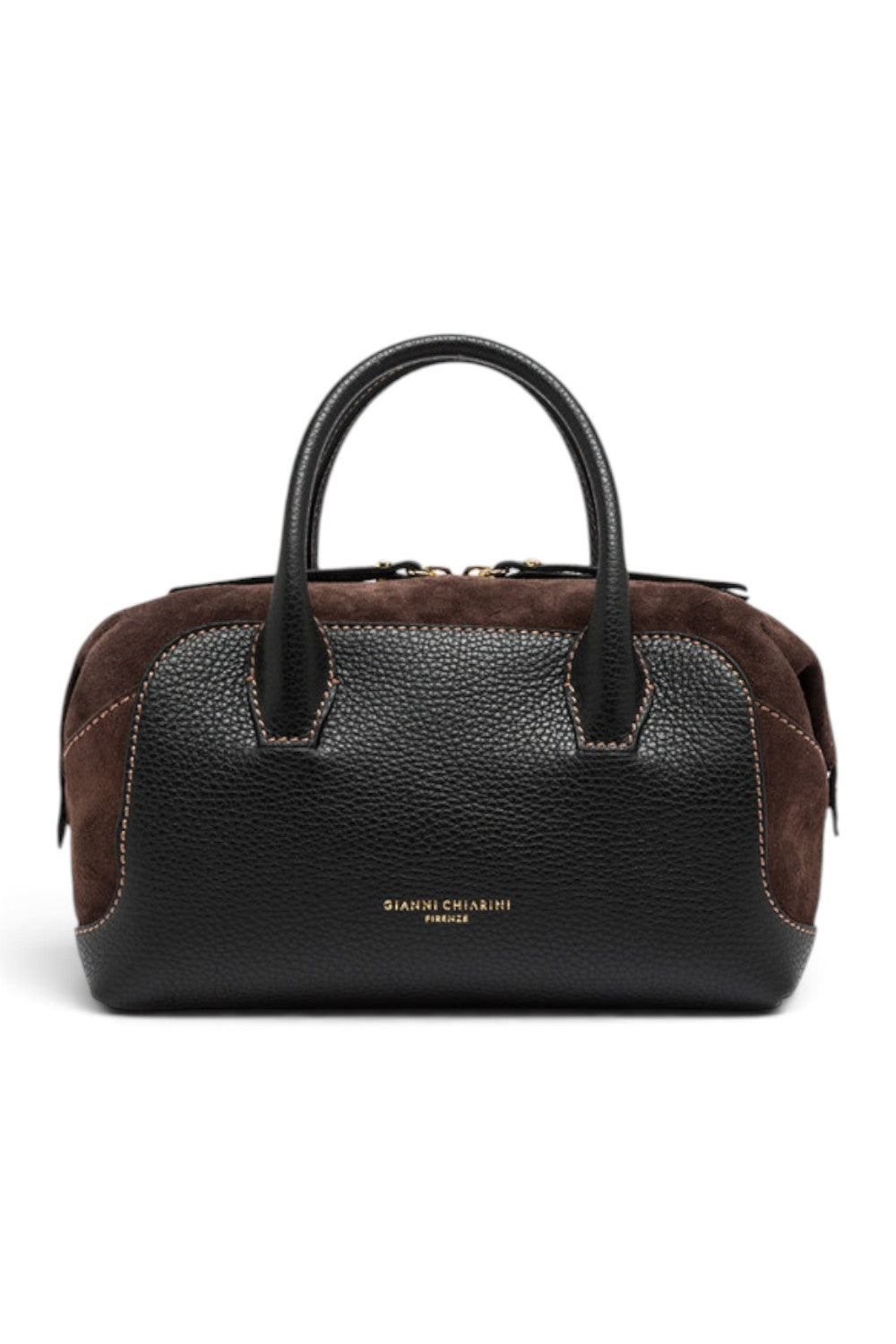 Borsa bauletto Gemma pelle camoscio nero marrone 