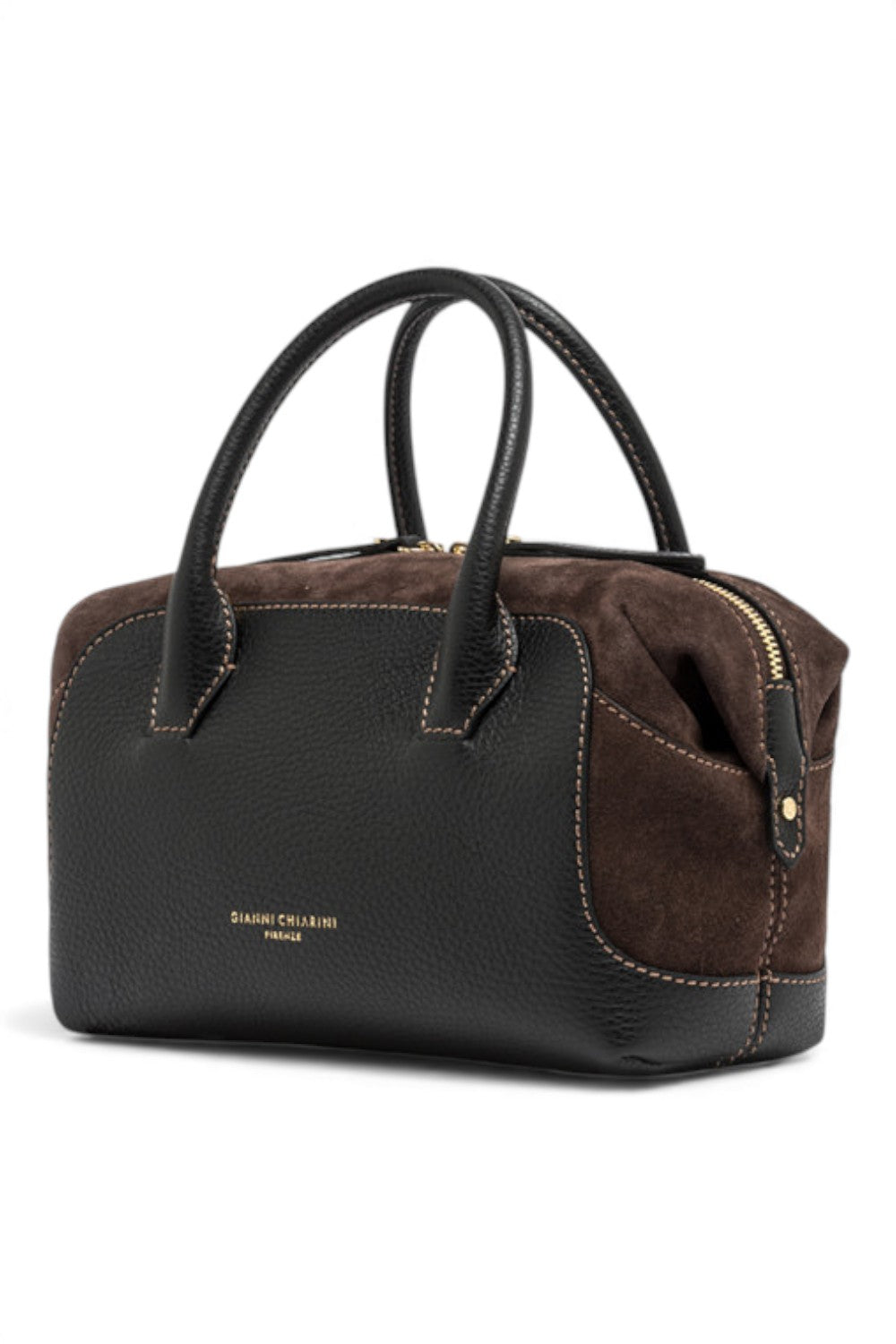 Borsa bauletto Gemma pelle camoscio nero marrone 