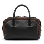 Borsa bauletto Gemma pelle camoscio nero marrone 