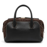 Borsa bauletto Gemma pelle camoscio nero marrone 