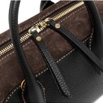 Borsa bauletto Gemma pelle camoscio nero marrone 