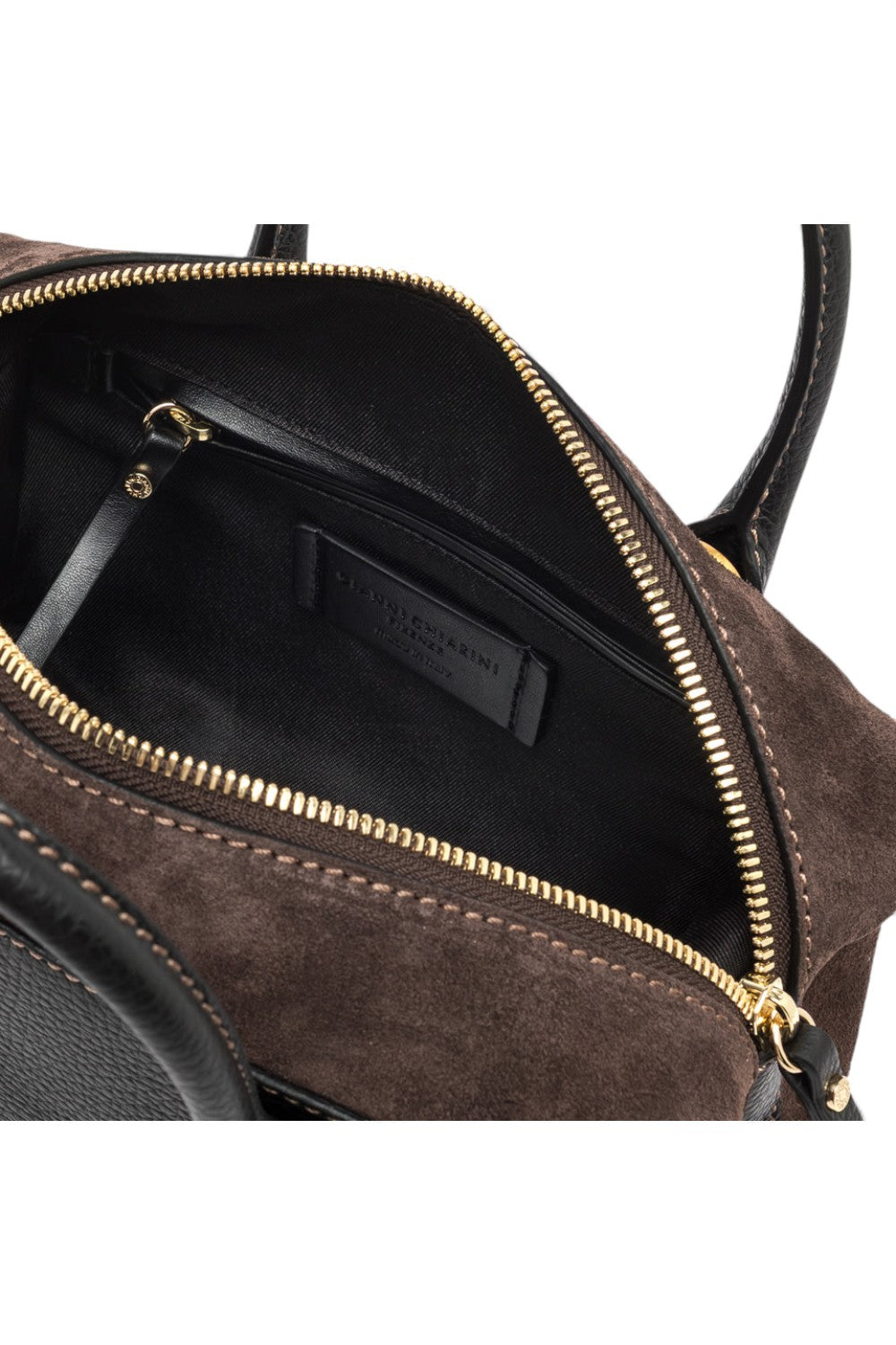 Borsa bauletto Gemma pelle camoscio nero marrone 