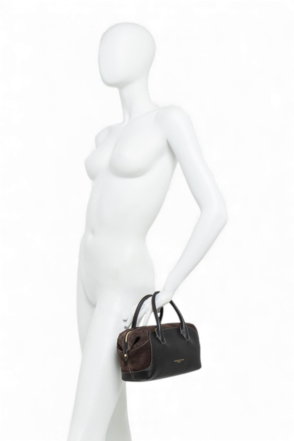 Borsa bauletto Gemma pelle camoscio nero marrone 