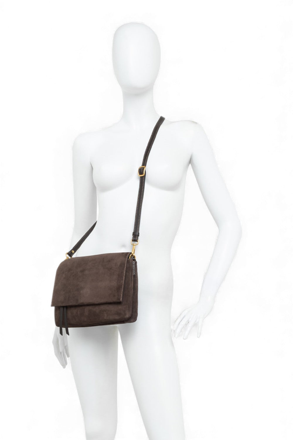 Borsa tracolla Three suede moka 