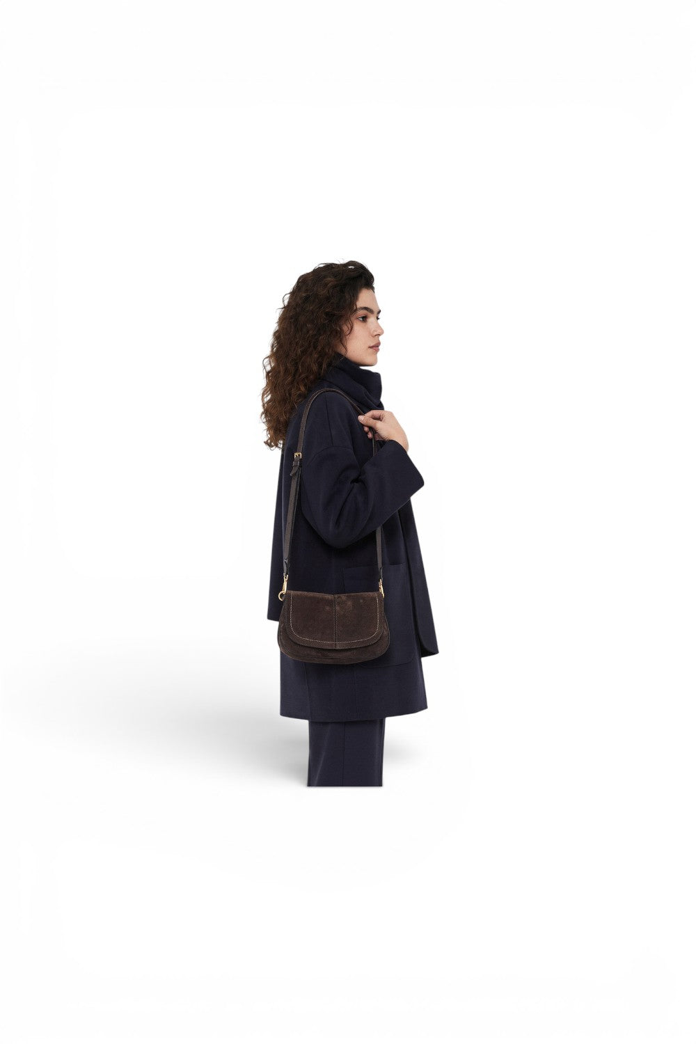 Borsa Helena Round camoscio moka 