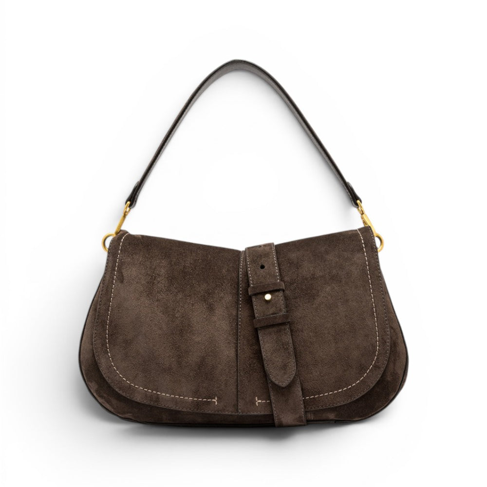 Borsa Helena Round grande camoscio moka 
