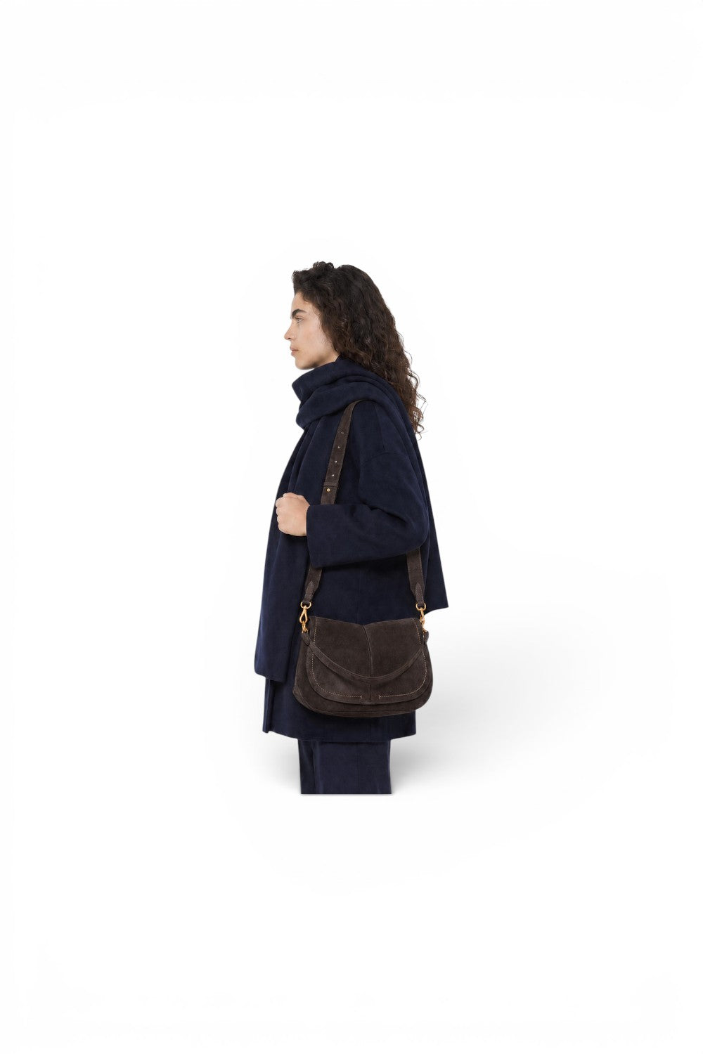Borsa Helena Round grande camoscio moka 
