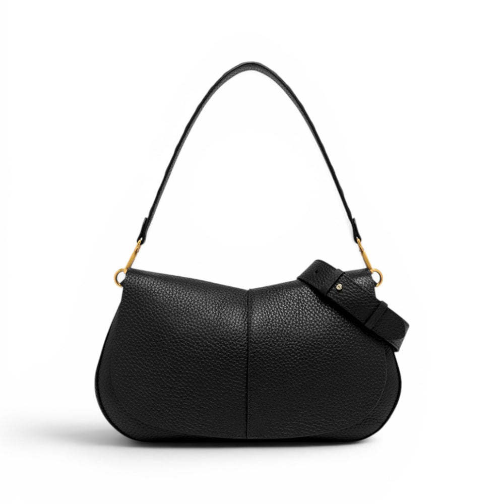 Borsa Helena Round grande pelle nera 