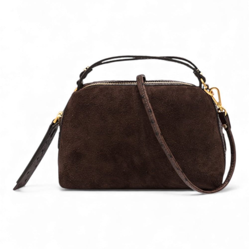 Borsa tracolla Alifa mini suede moka<BR/> 