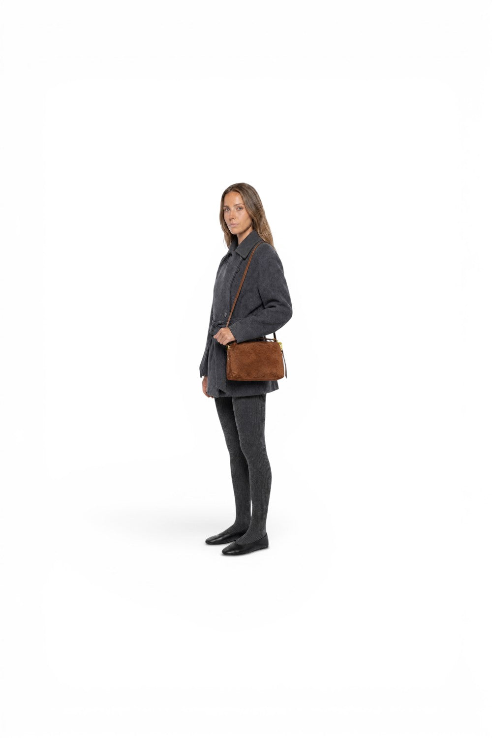 Borsa tracolla Alifa suede cognac 