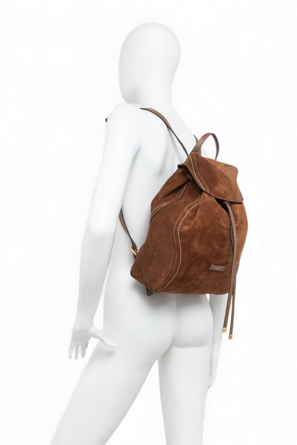 Borsa zaino Violette suede cognac 