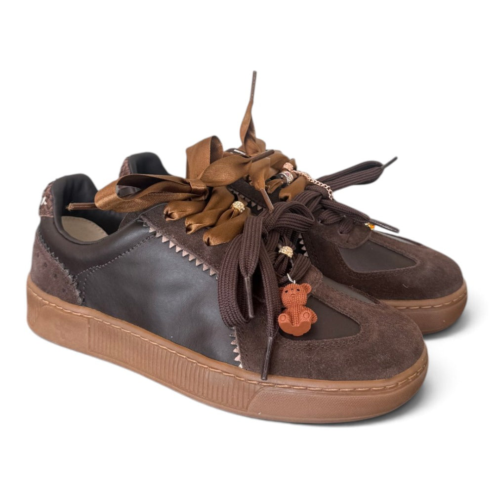 Sneaker donna Gioplus linea blue pelle testa di moro 