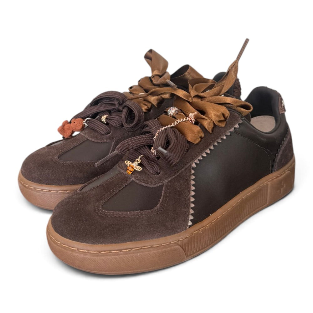 Sneaker donna Gioplus linea blue pelle testa di moro 