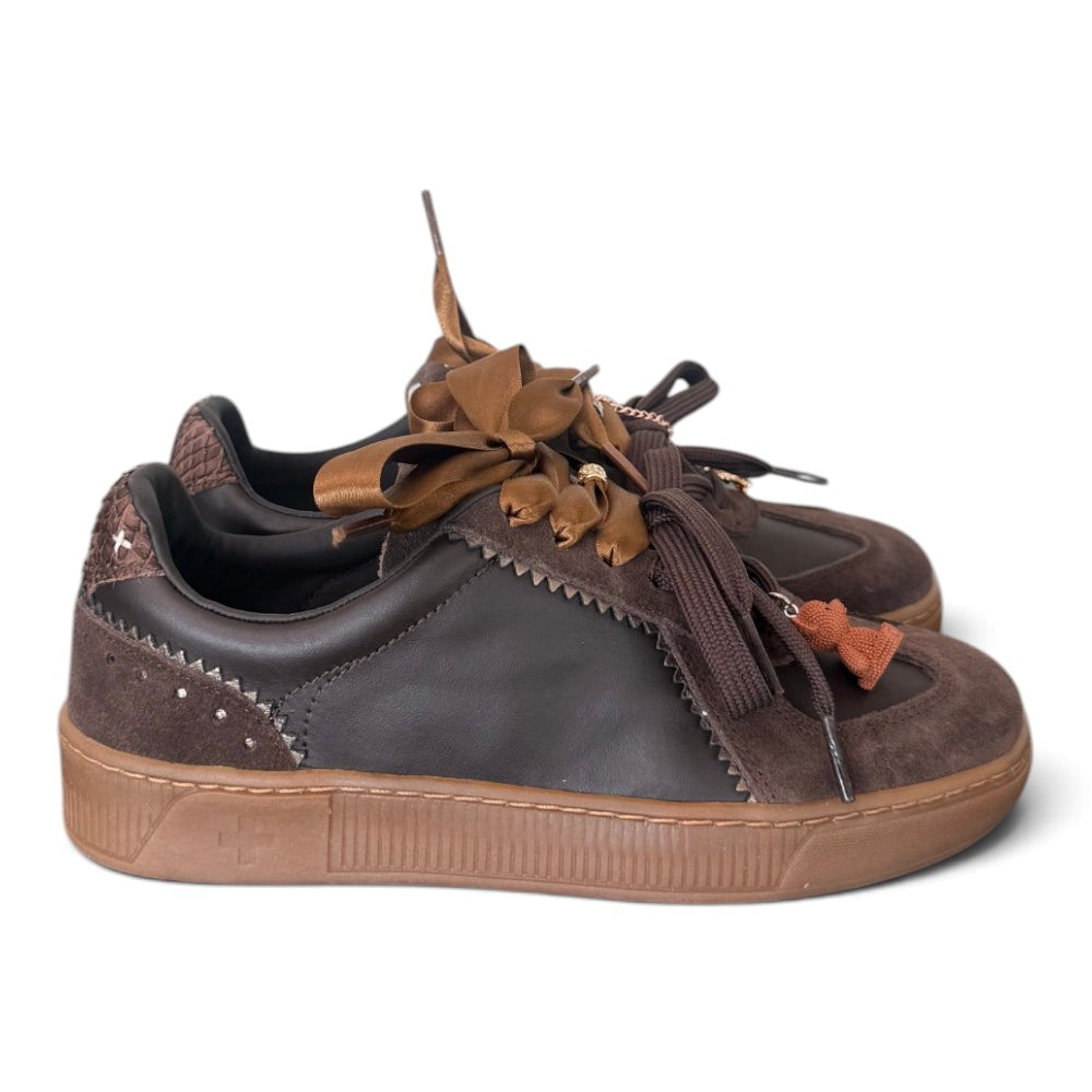 Sneaker donna Gioplus linea blue pelle testa di moro 