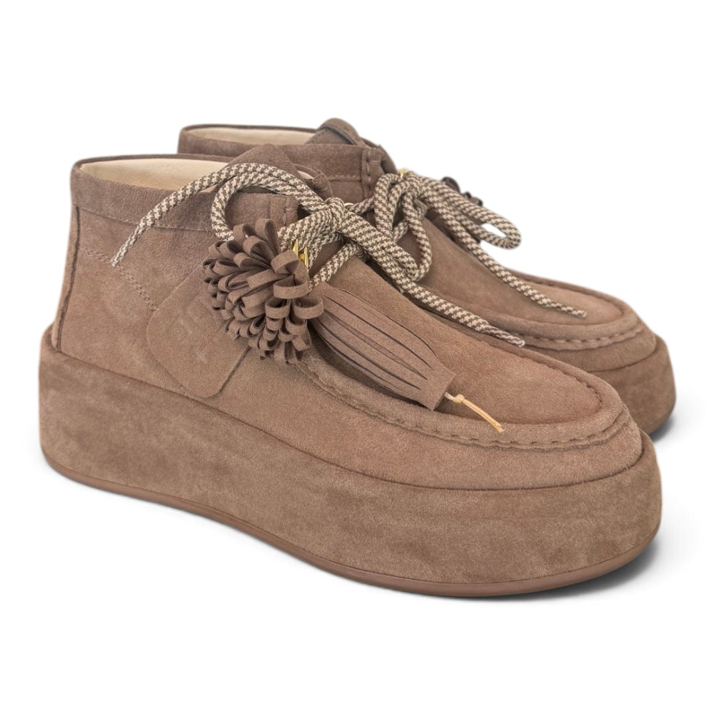 Polacco donna Gioplus Lola suede tortora zeppa platform 