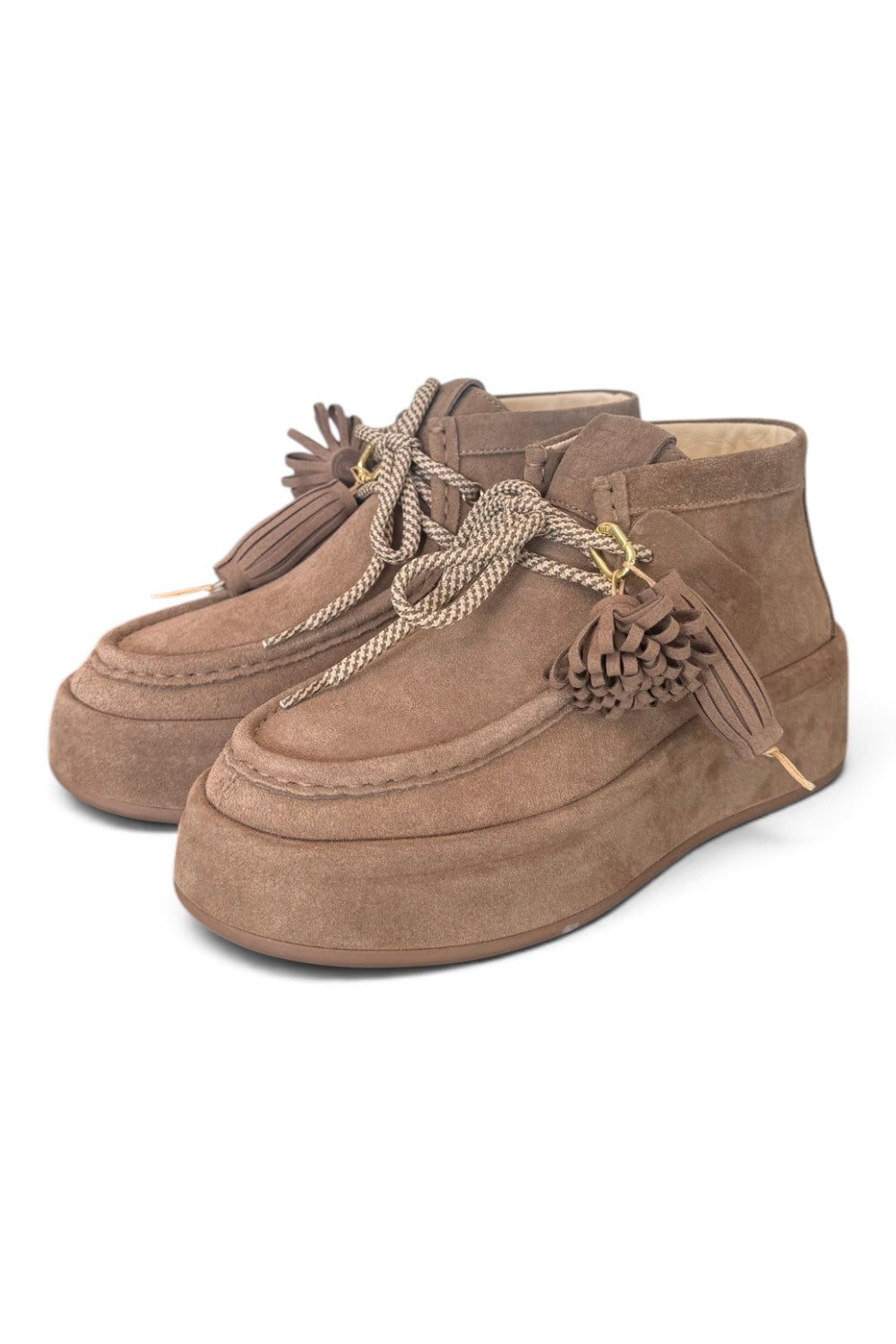 Polacco donna Gioplus Lola suede tortora zeppa platform 