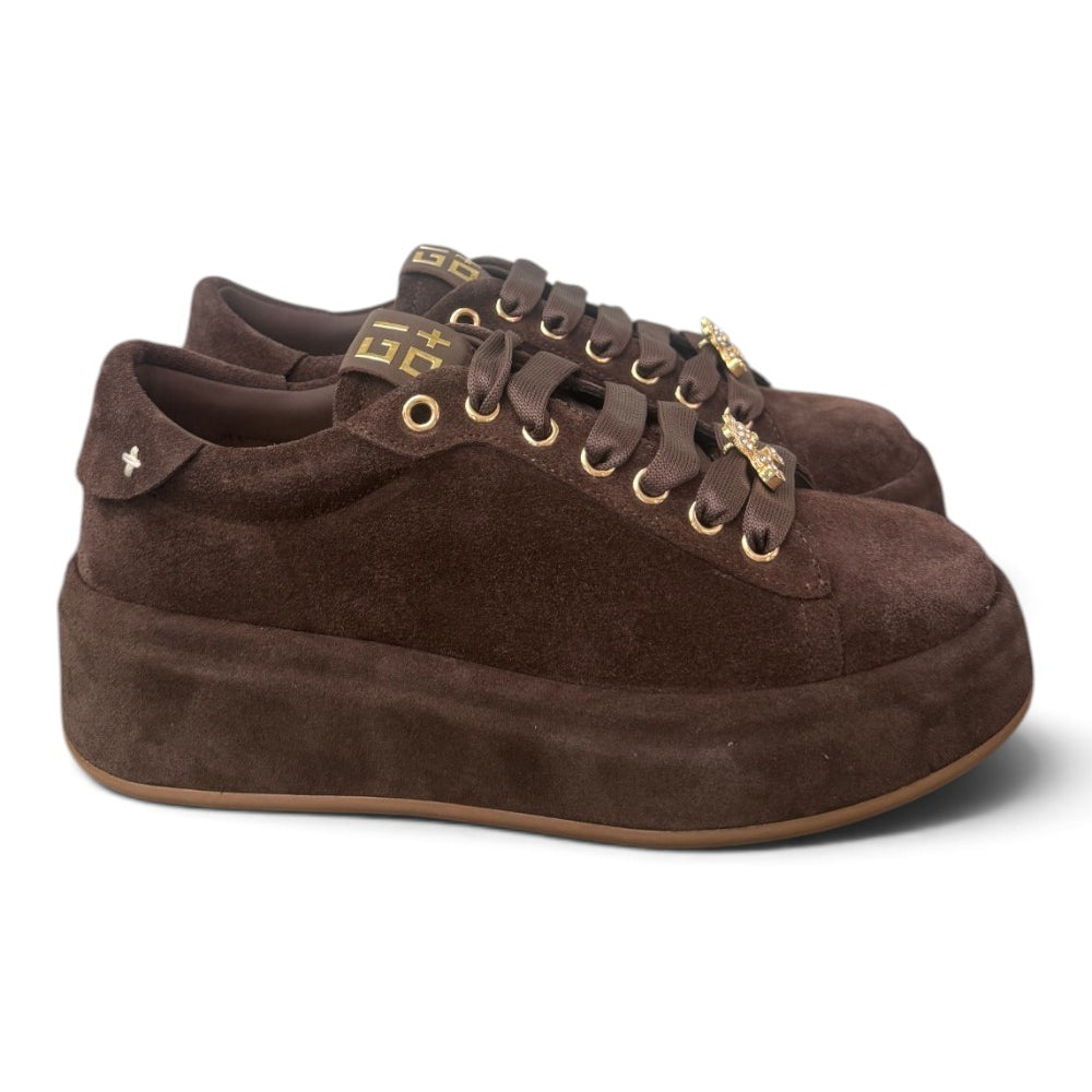 Sneaker donna Gioplus Oliva suede moro 