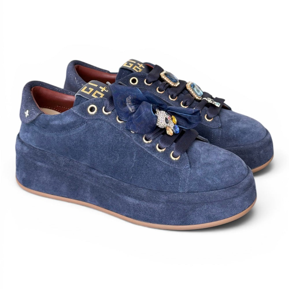 Sneaker donna Gioplus Oliva suede denim 
