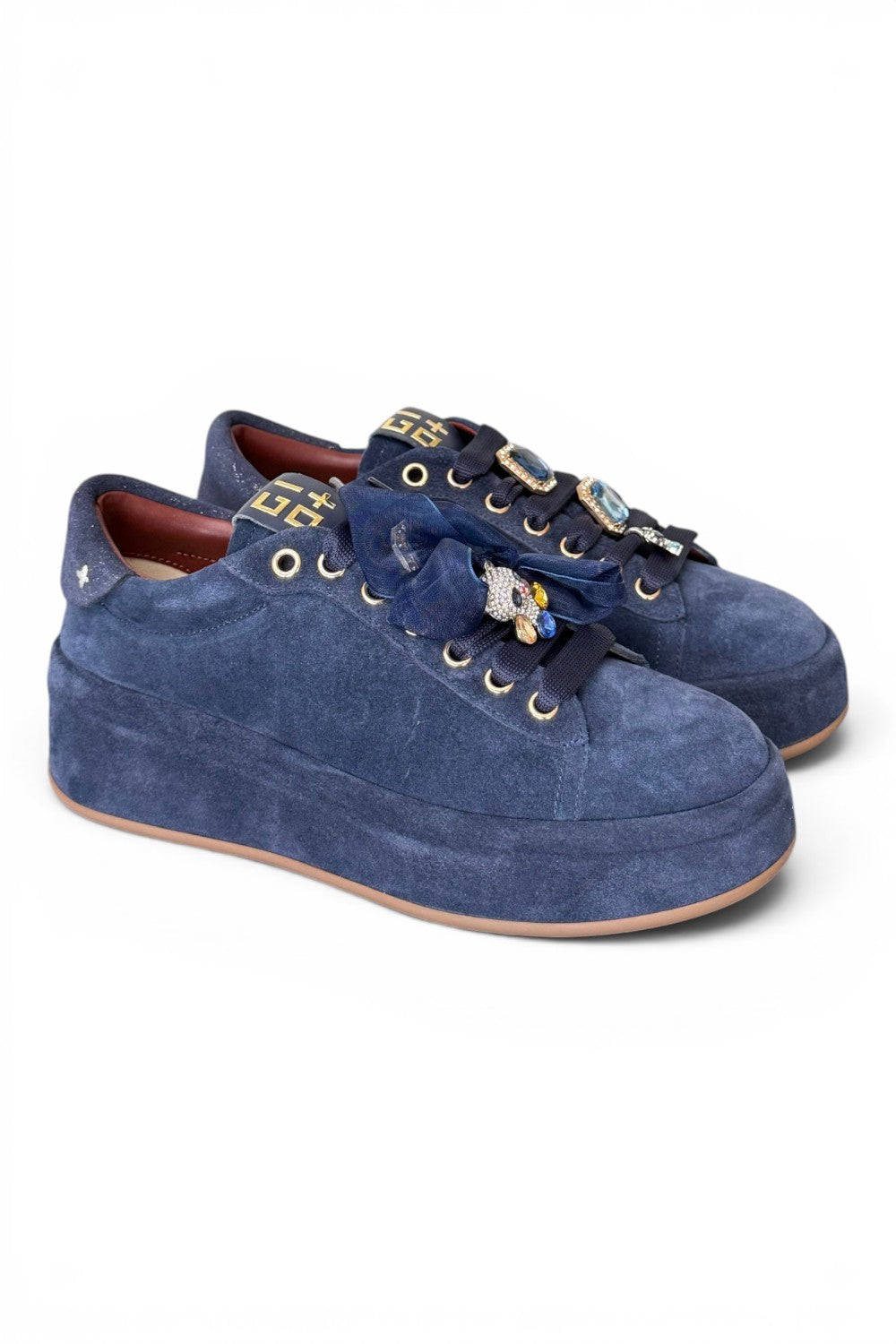 Sneaker donna Gioplus Oliva suede denim 