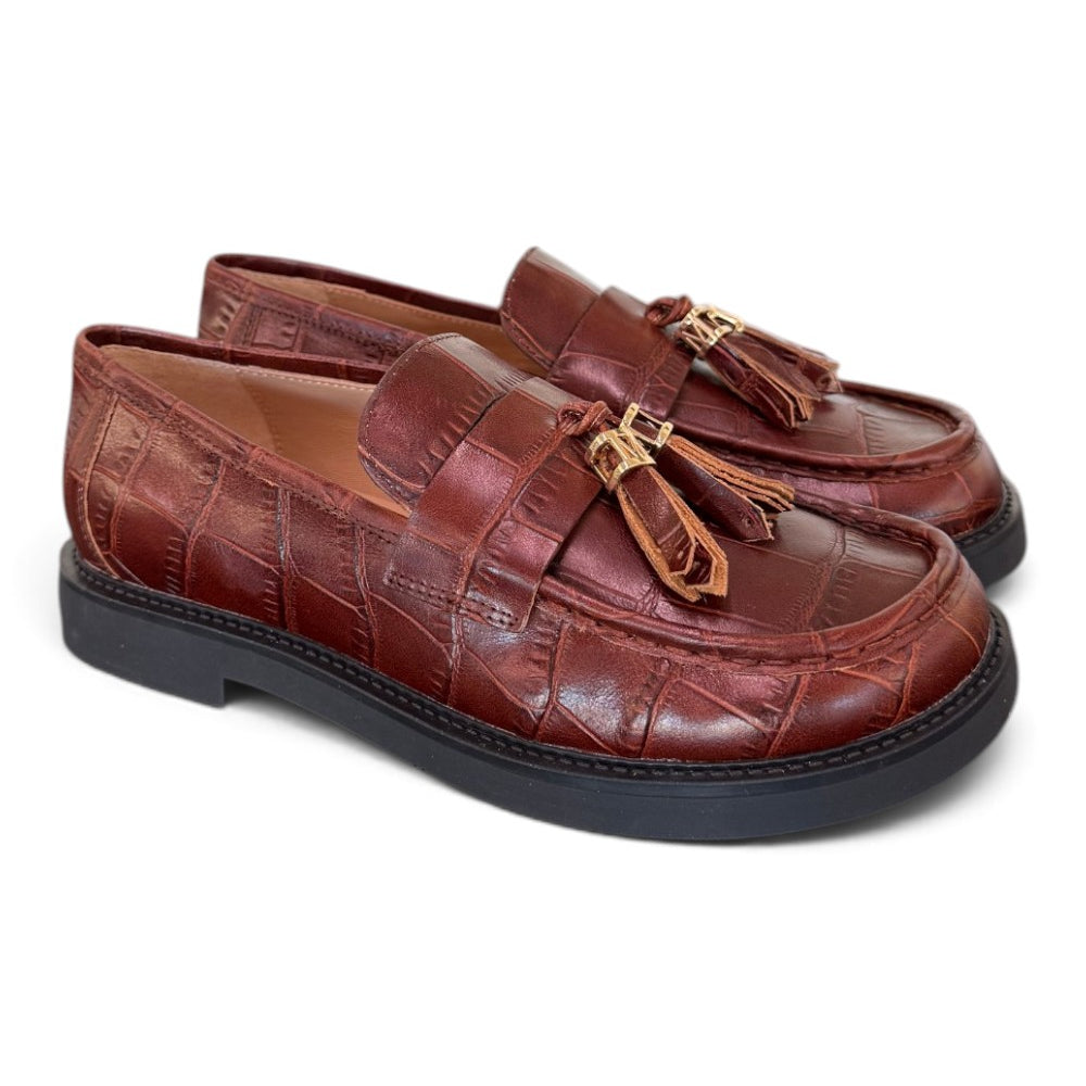Mocassino mappetti stampa cocco marrone Lara Manni<BR/> 