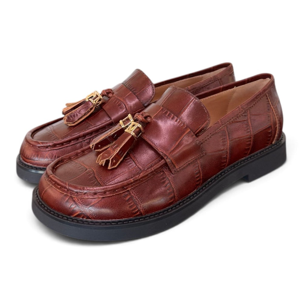 Mocassino mappetti stampa cocco marrone Lara Manni<BR/> 