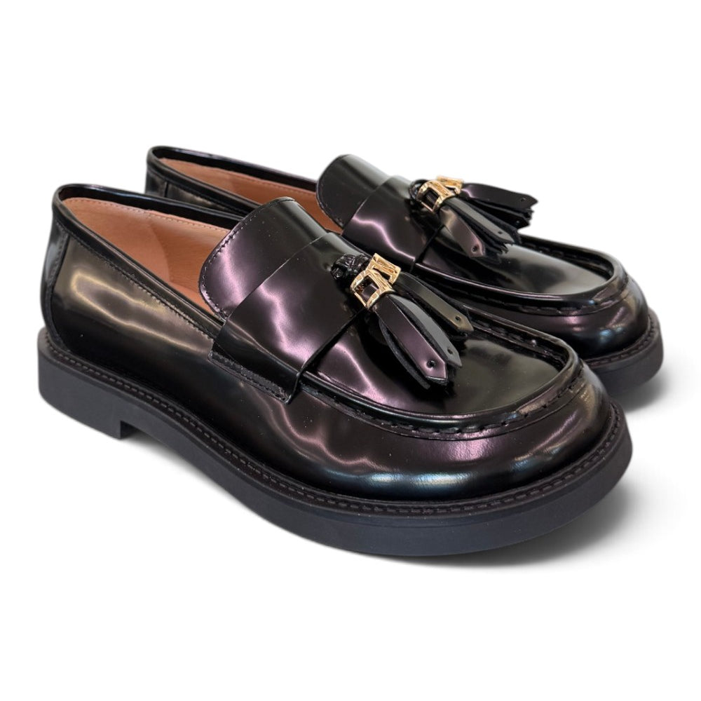 Mocassino mappetti spazzolato nero Lara Manni<BR/> 
