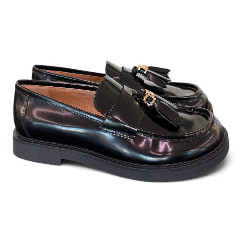 Mocassino mappetti spazzolato nero Lara Manni<BR/> 