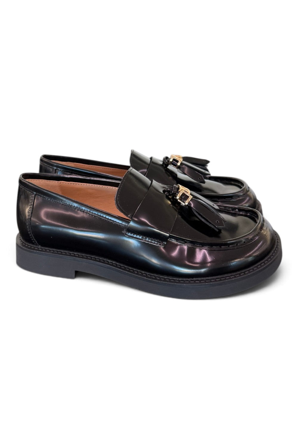 Mocassino mappetti spazzolato nero Lara Manni<BR/> 