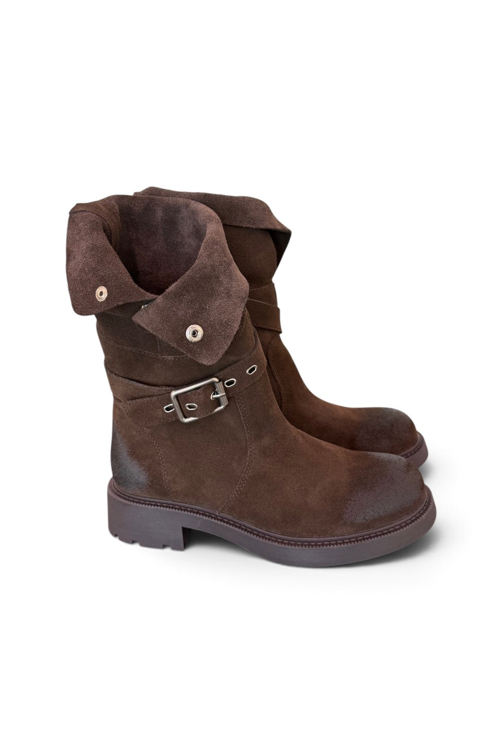 Biker 3/4 suede moro Lara Manni<BR/> 