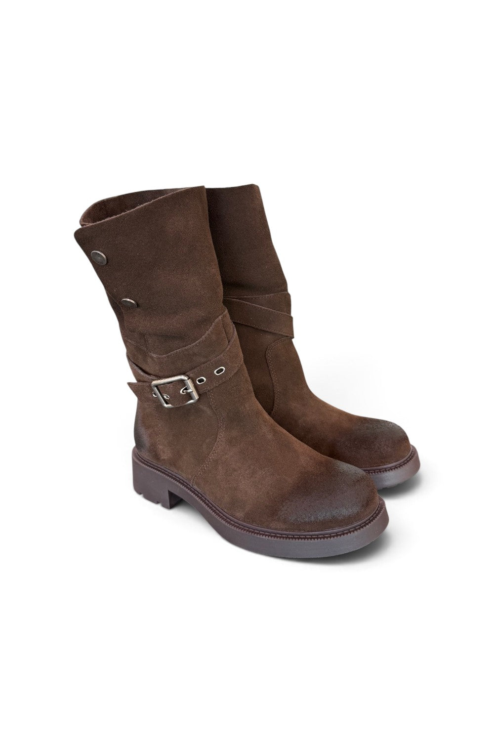 Biker 3/4 suede moro Lara Manni<BR/> 