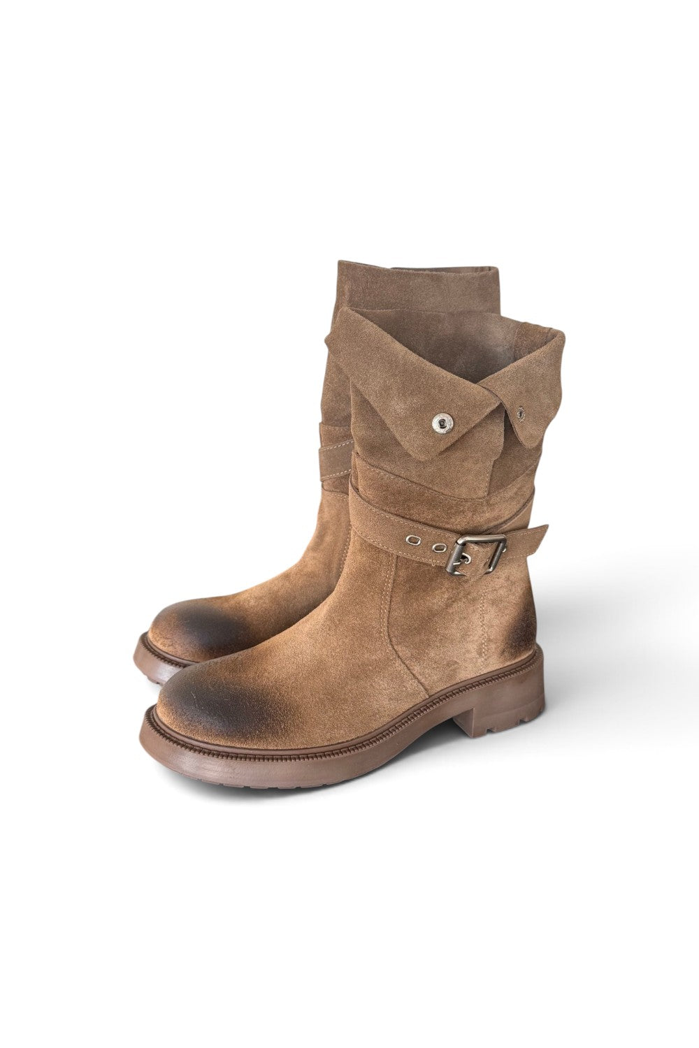 Biker 3/4 suede tortora Lara Manni<BR/> 