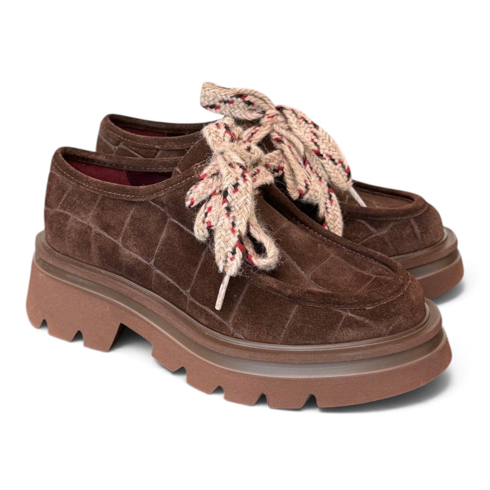 Allacciato ingegnere donna suede Testa di moro suola XL 