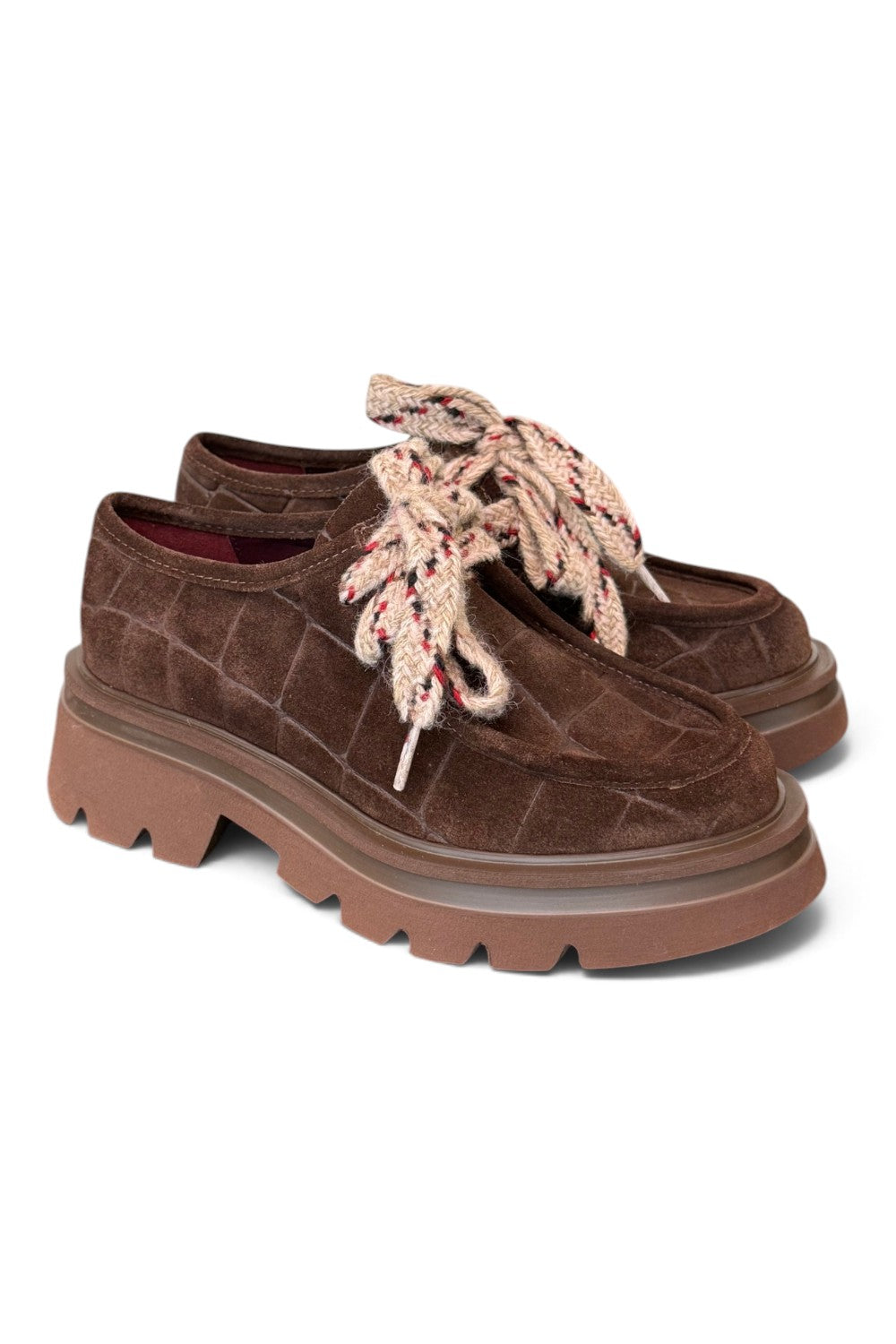Allacciato ingegnere donna suede Testa di moro suola XL 