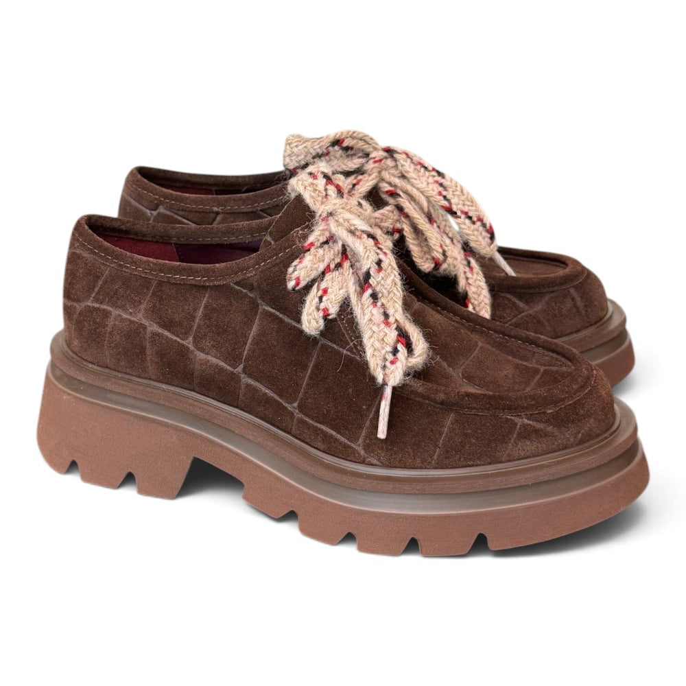 Allacciato ingegnere donna suede Testa di moro suola XL 