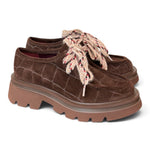 Allacciato ingegnere donna suede Testa di moro suola XL 