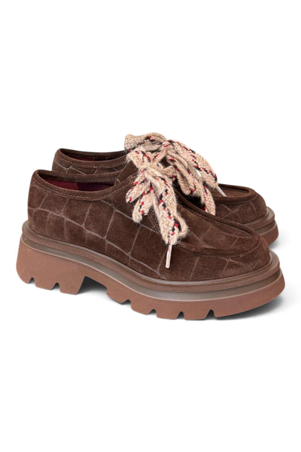 Allacciato ingegnere donna suede Testa di moro suola XL 