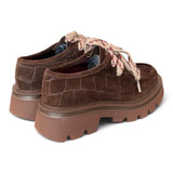 Allacciato ingegnere donna suede Testa di moro suola XL 