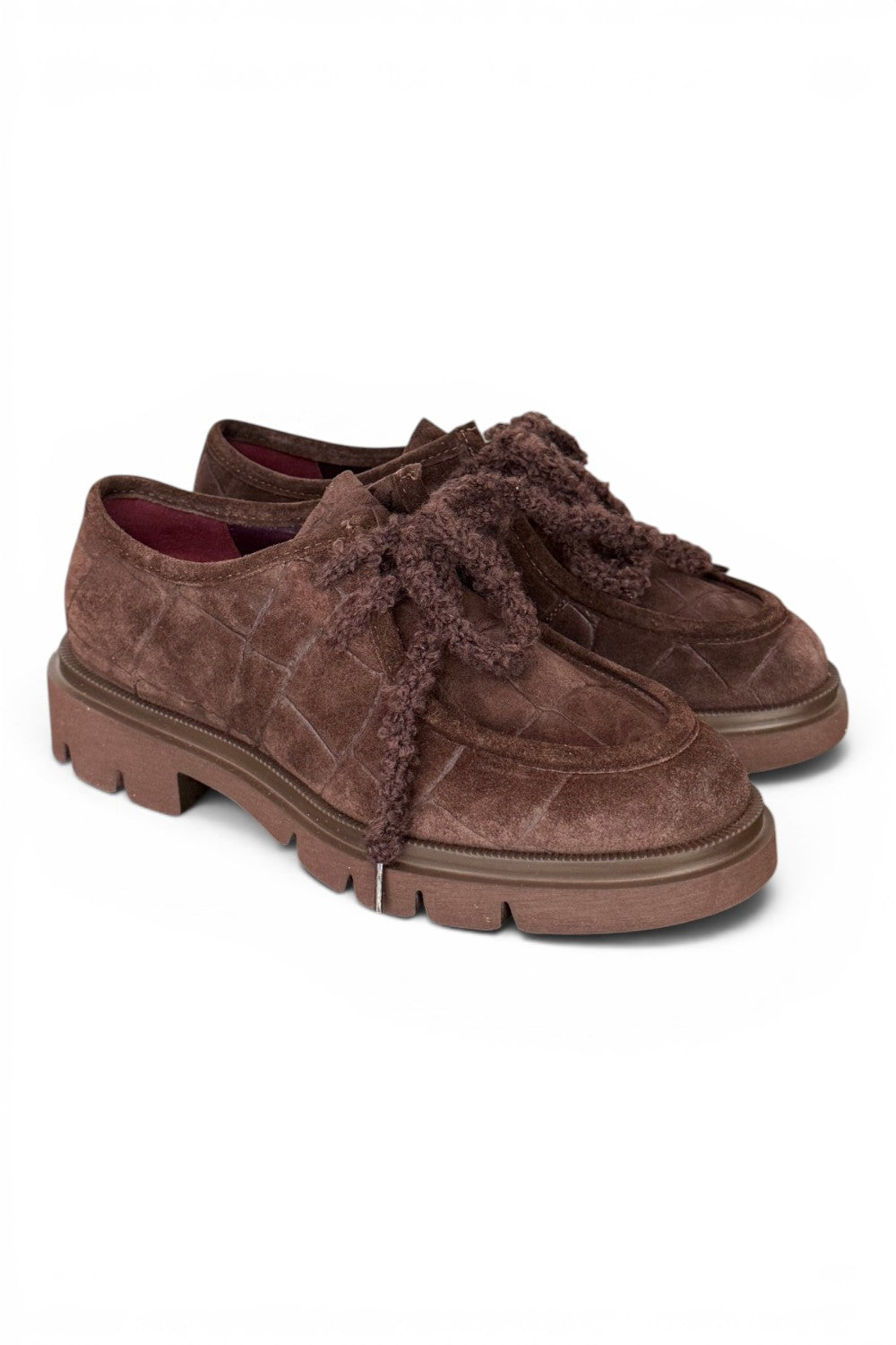 Allacciato ingegnere donna in suede moro Lorenzo Mari<BR/> 