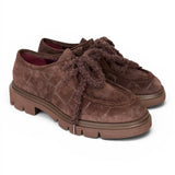 Allacciato ingegnere donna in suede moro Lorenzo Mari<BR/> 