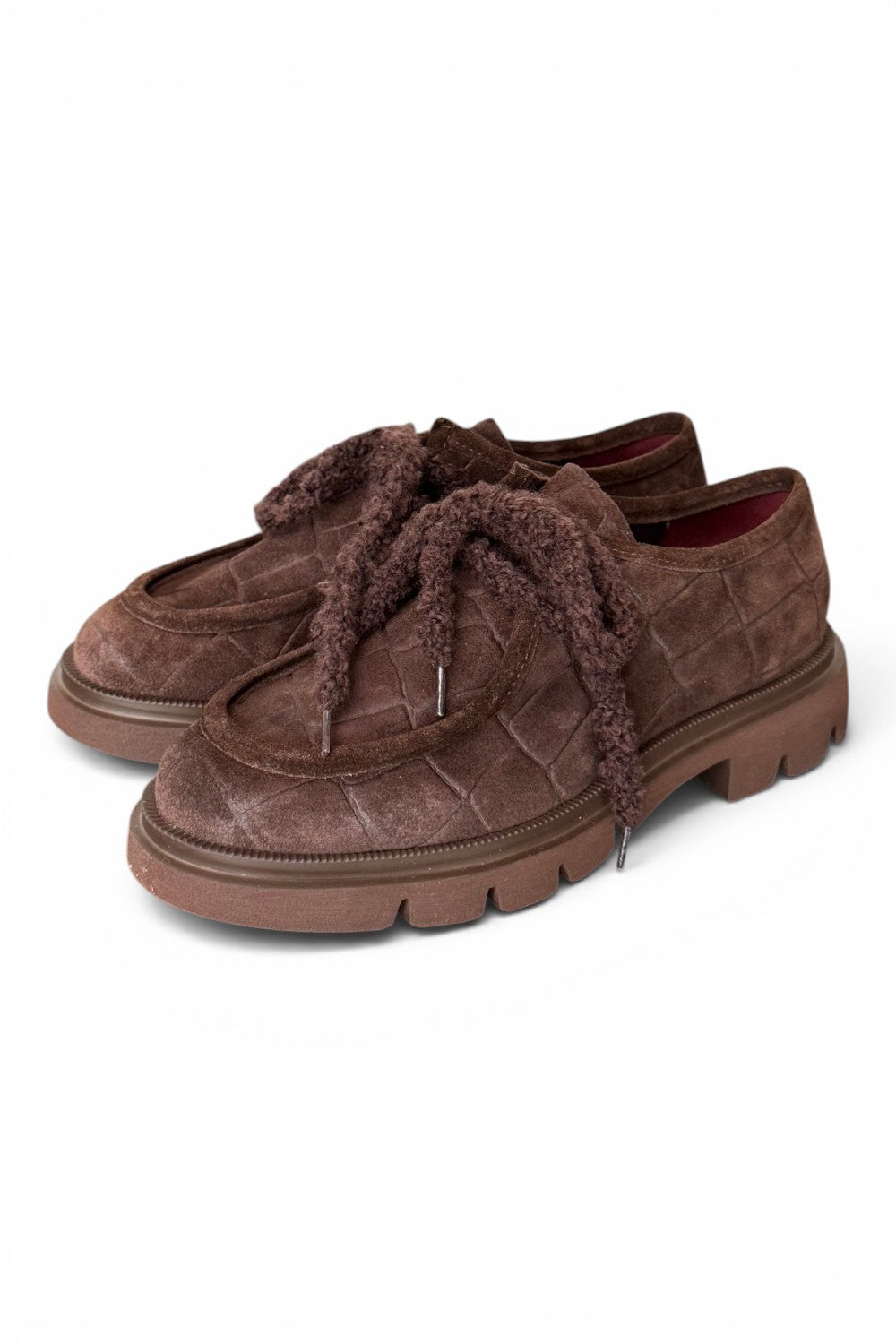 Allacciato ingegnere donna in suede moro Lorenzo Mari<BR/> 